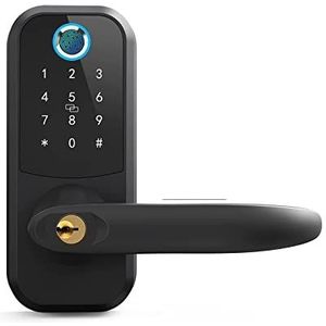Smart Lock, Elektronische vingerafdruk Slimme deurvergrendeling Bluetooth-wachtwoord Ontgrendel toetsenbordsloten for huisbeveiliging Deurgreep,voor Slaapkamer Hotel Kantoor Appartement(Nero)