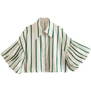 yk8fass Shirt met pofmouwen ze-6474, Donker Groen, L