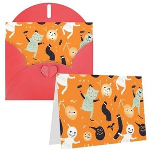 Wenskaarten met enveloppen, blanco wenskaart, schattig Halloween-patroon, bedankkaart, notitiekaarten voor feest, vouwbare lege kaart voor verjaardag, blanco wenskaarten, uitnodigingskaarten,