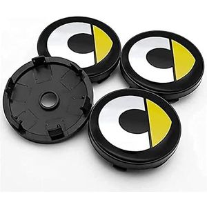 4 Stuks Autonaafnaafdoppen voor Smart Fortwo Forfour 450 451 454 453 60mm, Auto wieldoppen middelste,Autonaafdoppen Auto Center Caps Met Autologo Decoratieve Accessoires,D Black+yellow