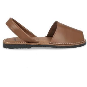 PAYMA - Avarcas Menorquinas Dames Heren Unisex. Zomerse Espadrille Sandaal. Gemaakt van Leer in Spanje. Gewatteerde Binnenzool. Open Hiel. Kleur: Bruin, Maat: EU 36