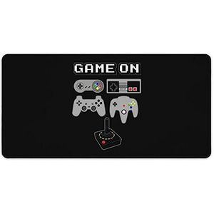 Game On Retro Video Game Controller Print Bureau Pad Protector Muismatten Kantoor Tafel Mat Grote Muismat Antislip Laptop Pad