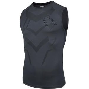 AMZSPORT Compressieshirt voor heren, sport, mouwloos, basislaag, sneldrogend, top, 111035 grijs, XL