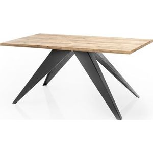 WFL GROUP Eettafel Vance in moderne stijl, rechthoekige tafel, uittrekbaar van 160 cm tot 260 cm, gepoedercoate zwarte metalen poten, 160 x 90 cm (eiken craft, 160 x 90 cm)