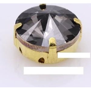 24 kleuren 6/8/10/12/14/16/18/25 MM ronde naai op kristal met gouden knop voor kleding sieraden schoenen diy versieringen-zwarte diamant, 14mm 12 stuks