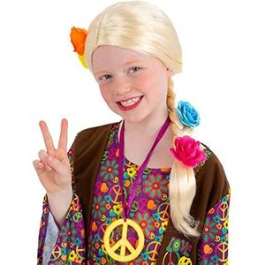 Hippie Kostuums | Prinses Hippie Pruik Vlecht Met Gekleurde Bloemen Kind | Halloween | Verkleedkleding