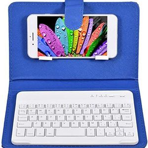 BSTOB Draagbaar draadloos Bluetooth-toetsenbord met lederen hoes, universeel draadloos Bluetooth-toetsenbord voor 4.5-6.8 inch iOS Android en Smart Phones