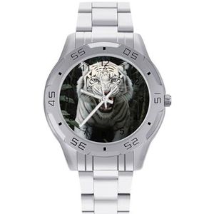 Witte Tiger Mannen Zakelijke Horloges Legering Analoge Quartz Horloge Mode Horloges