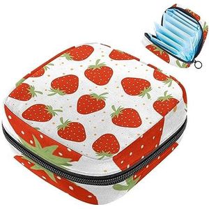 MUOOUM Maandverband Opbergtas, Aardbei Patroon Menstruatie Cup Pouch, Draagbare Maandverband Pads Opbergzakken Vrouwelijke Menstruatie Eerste Menstruatie Tas voor Tiener Meisjes Vrouwen Dames, Kleur