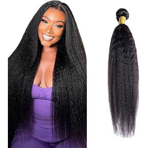 Salharer Yaki Human Hair Bundles Single Extensions Machine Double Wefts Unprocessed Remy Weave #1B Natural Black Color for Woman 18 Inch
