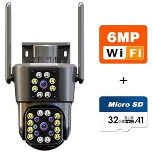 Bewakingscamera, 4K 8MP HD PTZ Camera Buiten 6MP Dual Lens Dual Screen AI Auto Tracking IP Camera CCTV audio Video Surveillance P2P(3K 6MP add 32G)
