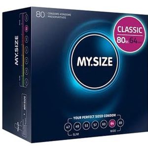 MY.SIZE Classic condooms maat 6 I 64 mm breed I 80 stuks mega pack I premium condooms extra dun I condooms true to touch gossamer I dunne 0,07 mm wanddikte I condooms veganistisch