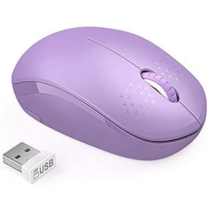 Draagbare Mini Usb Muis, stille Draadloze Muis Computer Muis 2.4ghz 1600 Dpi Ergonomische Geruisloze Mause voor Laptop Pc (Paars)