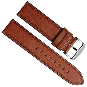 dayeer Quick Release-polsband voor Huawei Watch GT Horlogeband Echt lederen horlogeband voor Hamilton (Color : Brown Silver Clasp, Size : 22mm)