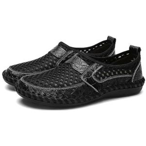 Men's Breathable Casual Mesh Loafers Slip On Walking Shoes Drving Moccasin Loafers For Men (Color : Black, Size : EU 43)