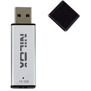 Nilox 16 GB USB 3.0 USB-flashdrive USB type A 3.0 3.1 Gen 1) zilver - USB-stick (16 GB, USB type A, 3.0 3.1 Gen 1), 80 MB/s, deksel, zilver)
