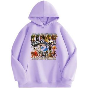 MAOXITCATY Kinderhoodie met abstracte cartoonprints tralalerotralala, geschikt voor jongere kinderen,Purper,110cm