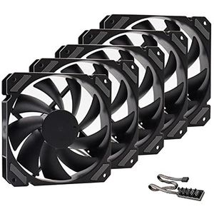 120 mm ventilator zwart PWM 4PIN 12V DC Case fans for processor Koeler waterkoeling computer chassis stille high air volume ventilador (Blade Color : 5 Fans with Hub)