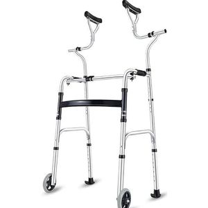 Wandelframes, oude 2-wiel rollator met dubbele arm ondersteuning met opvouwbare staande lichtgewicht aluminium frame stevig loopapparaat