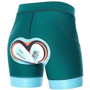 Fietsonderbroek Dames met 5D Gel Zeem Ademende Schokbestendige Fiets Onderbroek Sneldrogende Fietsbroek Gewatteerd Wielrenondergoed(Size:XL,Color:Groen)