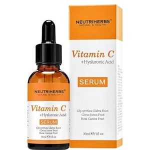 NEUTRIHERBS Vitamine C serum voor gezicht met hyaluronzuur, donkere spot corrector, dagelijkse huidverzorging, natuurlijk oplichten en hydrateren, gezichtsserum, hydraterend, rimpelreparatie, 1 fl oz