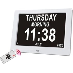 10,1/7,1 Inch Digitale Fotolijst LED-kalenderklok Meertalig Om Medicijntijdherinnering Alarmen For Oudere Dementie Weer Te Geven Eenvoudig delen(7 inch White)