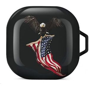 Amerikaanse vlag adelaar oordopjes hoesje compatibel met Samsung hard shell beschermhoes zwart-stijl