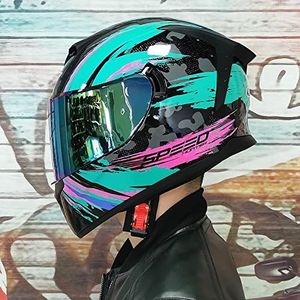 Motorhelm, Motorrijder Integraalhelm Motorfiets Scooter Heren Dames Crash Sport Racen Touring ECE Goedgekeurde Helm F,M=57-58CM(F,L=5960CM)