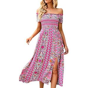 One Piece Off Shoulder One Piece High Waist Viscose Off Shoulder Slit Long One Piece (L)