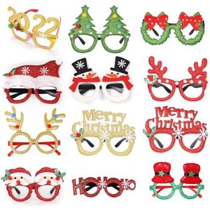 BOSREROY Feestelijke Bril Fun Glitter 12 Kerst Brillen Grappige Party Vrouwen Kostuum Feestelijke Benodigdheden Paren voor