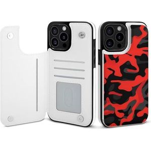 Camouflage bedrukt flip telefoonhoesje compatibel voor iPhone 15 Pro Max schattige portemonnee hoesje telefoon beschermhoes met kaarthouder