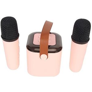 Speaker Microfoon Set, RGB Light Mini Karaoke Machine voor TV Portable voor Thuis (Roze)