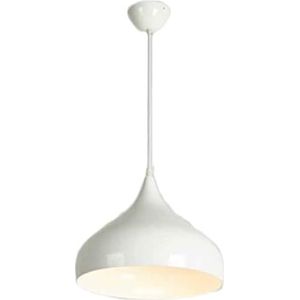 LANGDU Macaron-stijl kroonluchter aluminium lampenkap Nordic Home hanglampen E27 keukeneiland dicht bij plafond verlichting for studeerkamer woonkamer bar(Color:White,Size:41CM)