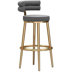 JAVYPPT Barkrukken met rug, fluwelen toonhoogte stoelen moderne keuken aanrecht barkrukken eiland stoel voor eetkamer, keuken eiland, pub, (grijs, 65 cm (25,6 inch)