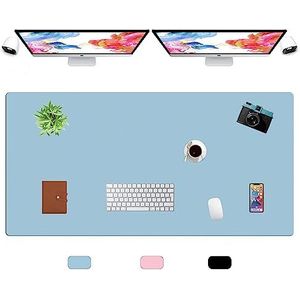 LL-COEUR Grote Kunstleer Waterbestendig Muismat Computer Kantoor Bureaulegger (1400 x 700 x 2 mm, Blauw)