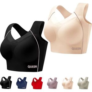 Houdingcorrigerende Push-up Bh Voor Oudere Vrouwen, Volle Cup, Grote Maat, Ademend En Naadloos(Black+nude,6X-Large)
