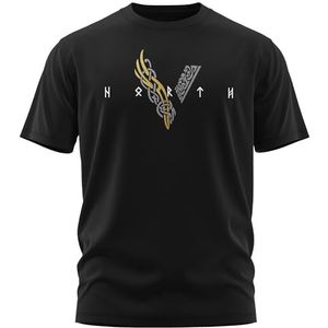 NORTH Premium - Viking V - Viking Runen Script - Northman Viking T-Shirt Mannen Valhalla Shirt Viking Valhalla Shirt Odin - Geschenken voor Mannen, Kleur:Goud/Zilver, Maat:XXL