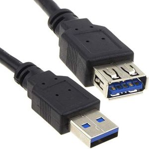 kenable USB 3.0 24AWG High Speed Extension Kabel Type A Mannelijk naar Vrouw ZWART 0.5m [0.5 meter]