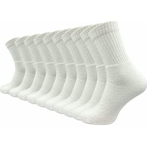 Gawilo werksokken, 10 paar, sportsokken, tennissokken, vrijetijdssokken, voor dames en heren, wit, 39-42 EU