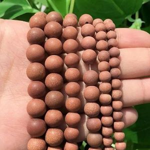 Natuursteen Matte Ronde Kralen voor Sieraden Maken Gem Losse Kralen Diy Armband Ketting 15'' 4/6/8/10/12mm-Goud Zand-10mm 37pcs