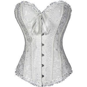 Everbellus Korset met spiraal, voor dames, tailletrainer, bandkorset met spiraalvormig stalen balein, Kleur: wit, S