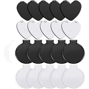 MoKu 20 Stuks Opvouwbare Compacte Spiegel, Mini-Zakspiegel, Zakspiegel Dubbelzijdig, Geschikt Voor Handtassen, Portefeuilles, Mobiele Telefoons, Enz, Zwart, Wit