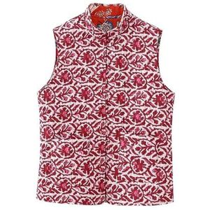 YDYAENIO Geborduurd Vest Voor Vrouwen Vrouwen Dubbelzijdige Totem Bloemenprint Gewatteerde Katoenen Vest Jas Vrouwelijke Mouwloze Knopen Vest Jas, 1 kleur, S