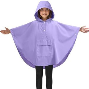 JEMIDI unisex regenjas kind van 11 tot 15 jaar - Van kleur veranderende regenponcho kind - Fietsponcho met draagtas - Waterdicht en ademend - Paars