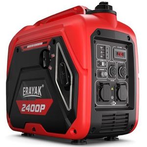 ERAYAK - 2400W - Inverter Noodstroomgenerator - Benzine-Aangedreven - 4-Takt Motor - LCD-Display