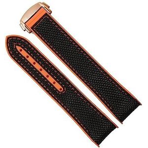 yeziu Nylon Rubber Waterdichte Horlogeband Voor Omega Seahorse 300 Kwart Oranje Ocean Universe 600 20mm 22mm Sportband(Silver Yellow,22mm)