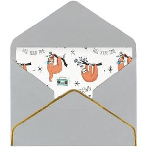 Bruine luiaard elegante parel papier wenskaart - voor individuen vieren speciale gelegenheden, kantoor collega's, familie en vrienden uitwisselen groeten