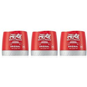 3 x Brylcreem Original Light Glossy Houd voor heren, haarstyling, crème, rood, tub, 150 ml van Brylcreem
