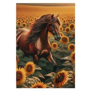 Tuinvlag 30 x 45 cm paard op een veld van zonnebloem dubbelzijdig tuinvlag decor voor buiten