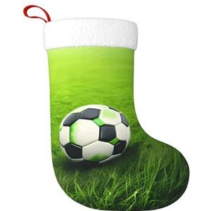 JBJGKHLP Groen Gras Voetbal Print Kerst Kous Feestelijke Vakantie Decor Open haard Boom Grote Xmas Sok Geschenken